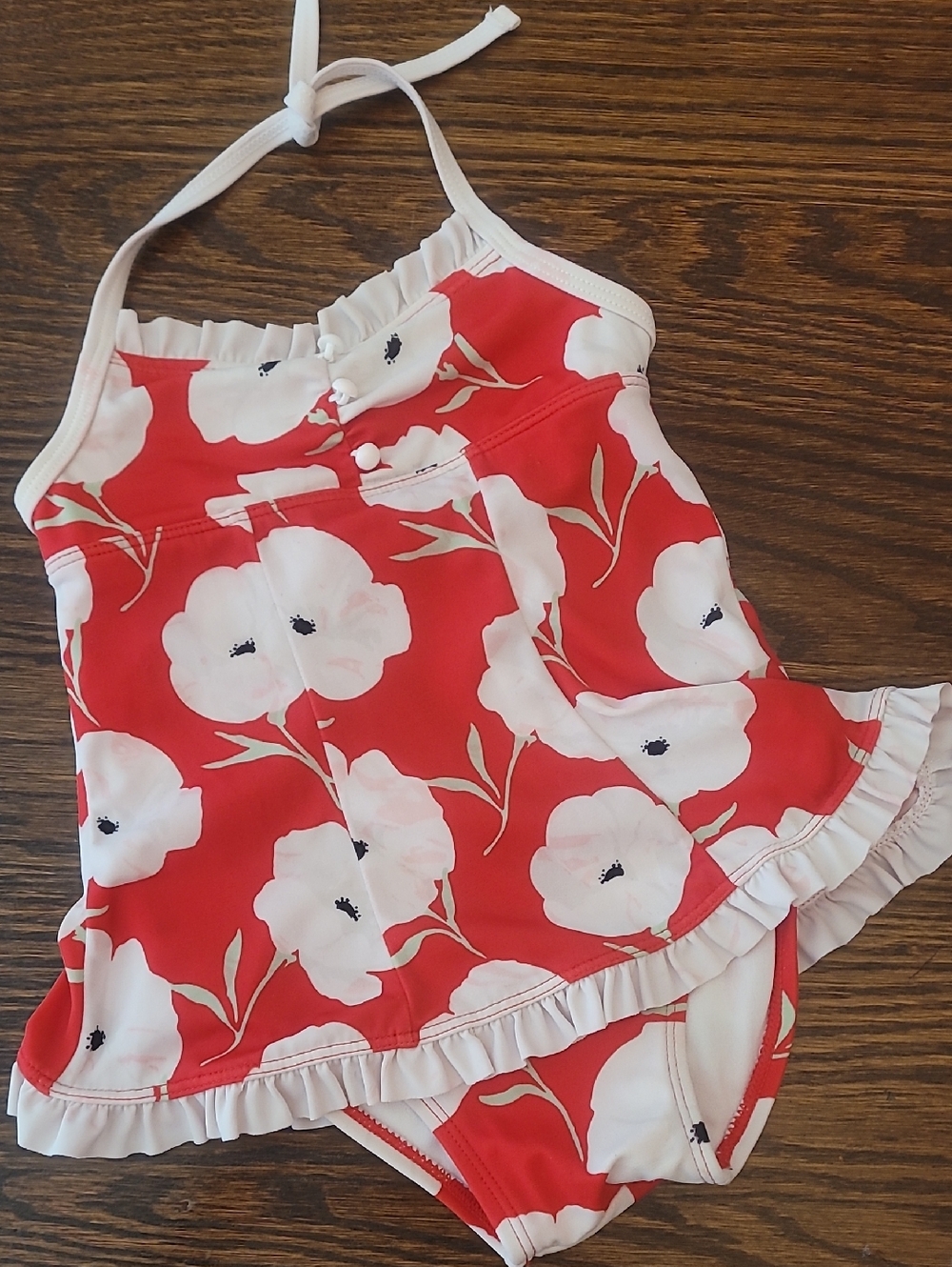 Janie and Jack Girls One Piece Swimsuit Size 12–18 Months Red Ruffle